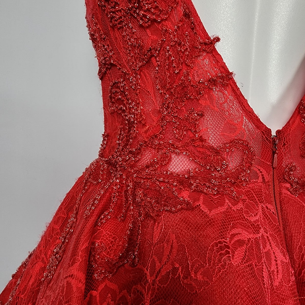 Andrea & Leo Couture Red Flare Grad Gown Size S/M