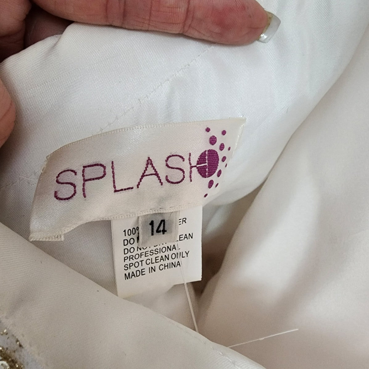 Splash White & Gold Sequined Ball Gown Size M