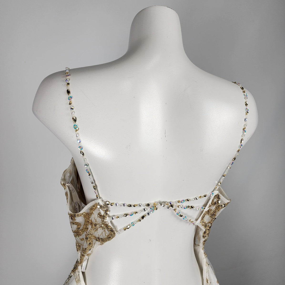 Splash White & Gold Sequined Ball Gown Size M