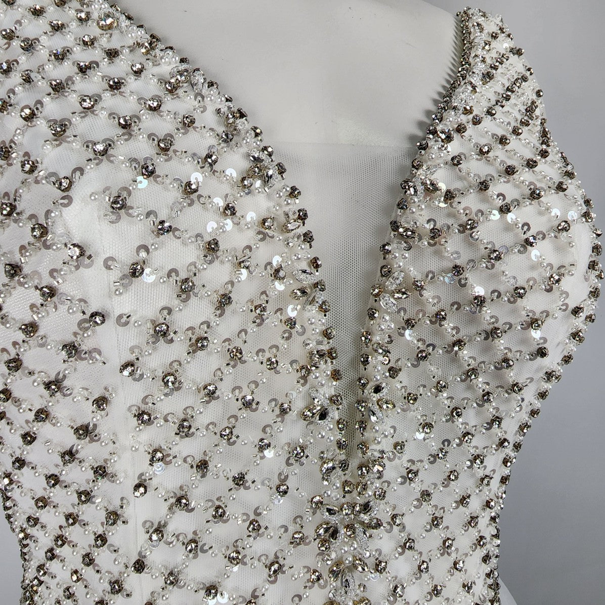 Bonny Bridal Crystal Encrusted Horse Hair Tule Wedding Gown Size S/M