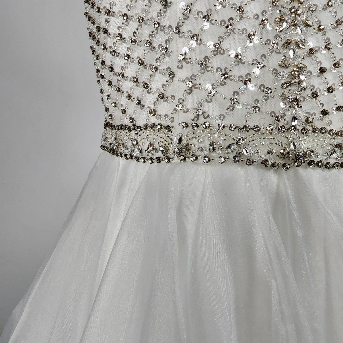 Bonny Bridal Crystal Encrusted Horse Hair Tule Wedding Gown Size S/M