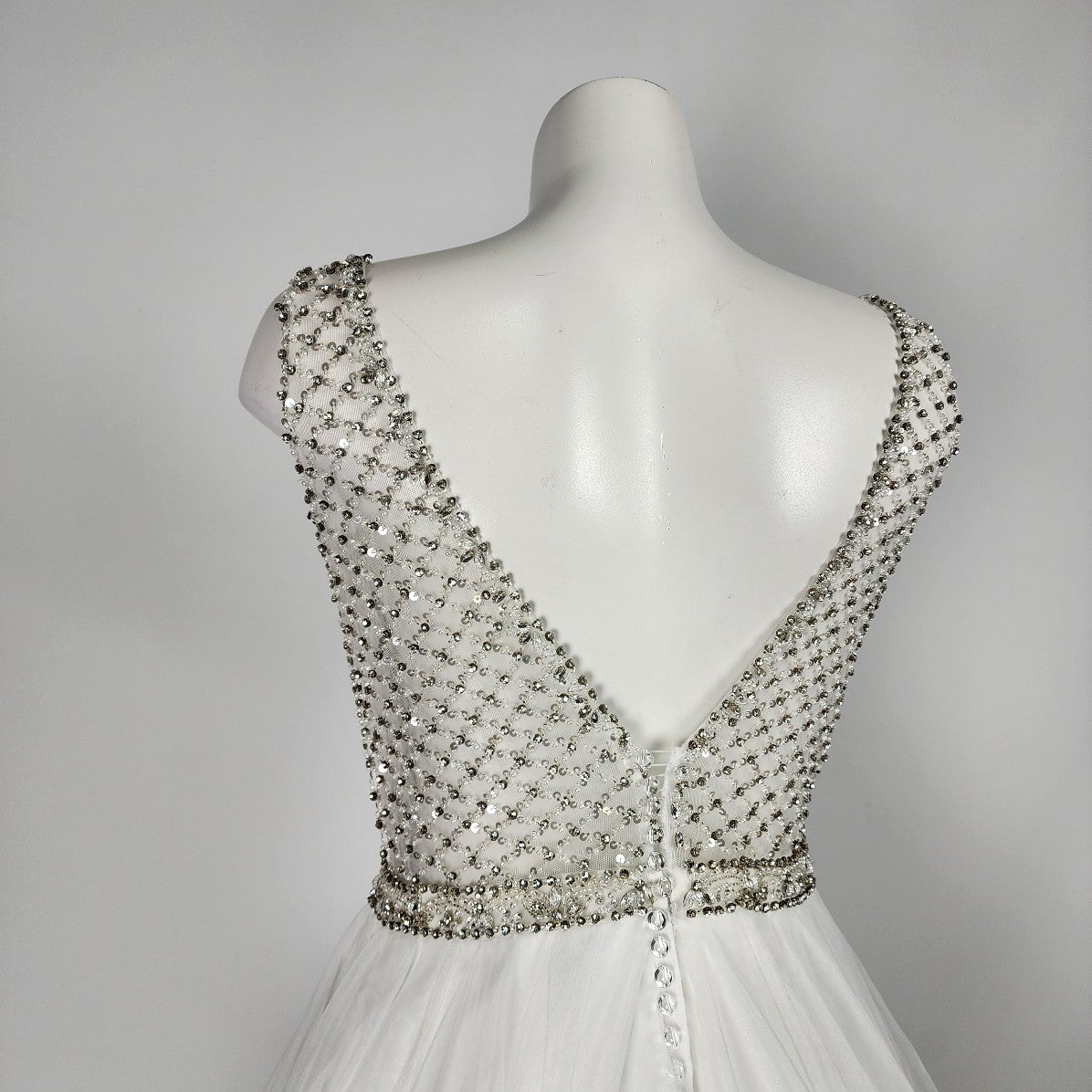 Bonny Bridal Crystal Encrusted Horse Hair Tule Wedding Gown Size S/M