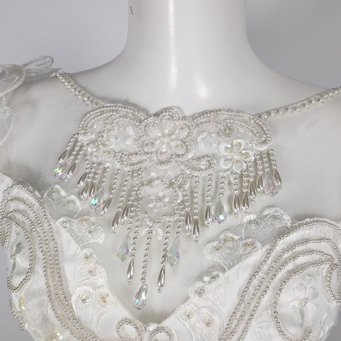 Party Time Fashions 80s Wedding Ruffle Satin Gown Size S