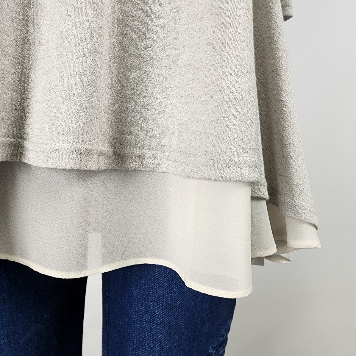 umgee Grey Cotton Knit A Line Sweater Size S