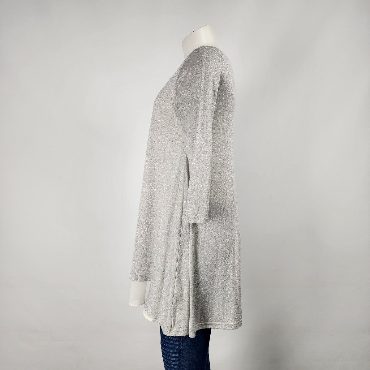 umgee Grey Cotton Knit A Line Sweater Size S