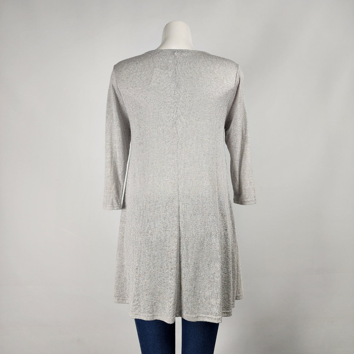 umgee Grey Cotton Knit A Line Sweater Size S