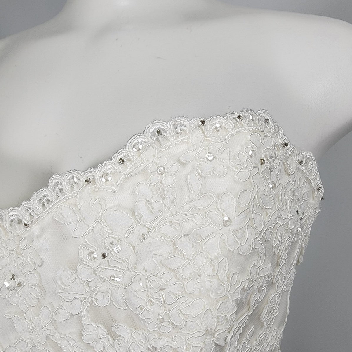 Maggie Sottero White Lace Mermaid Wedding Gown Size S/M