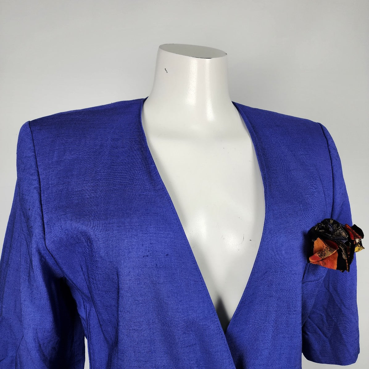 Vintage Niendorf Blue Linen Short Sleeve Blazer Size S/M