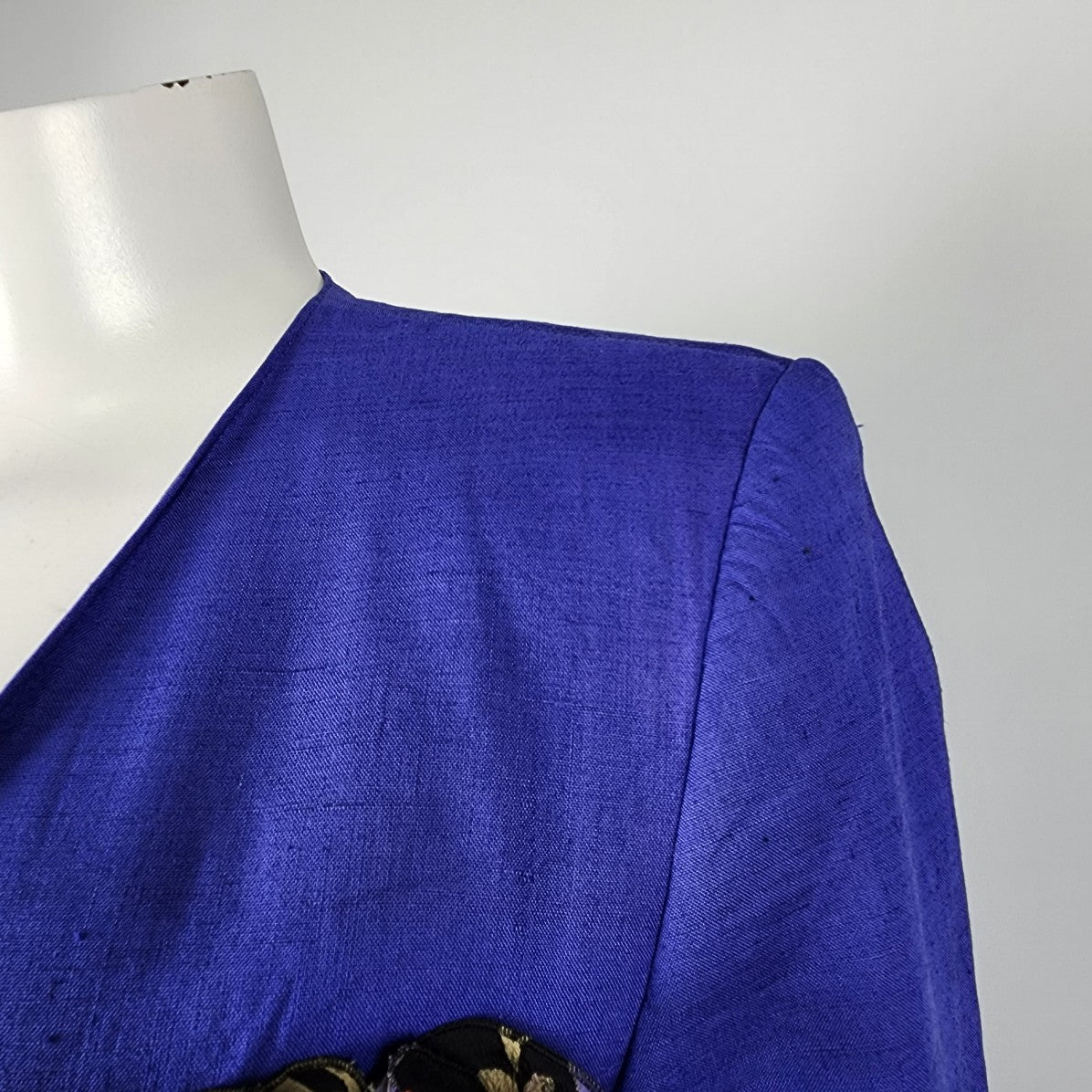 Vintage Niendorf Blue Linen Short Sleeve Blazer Size S/M