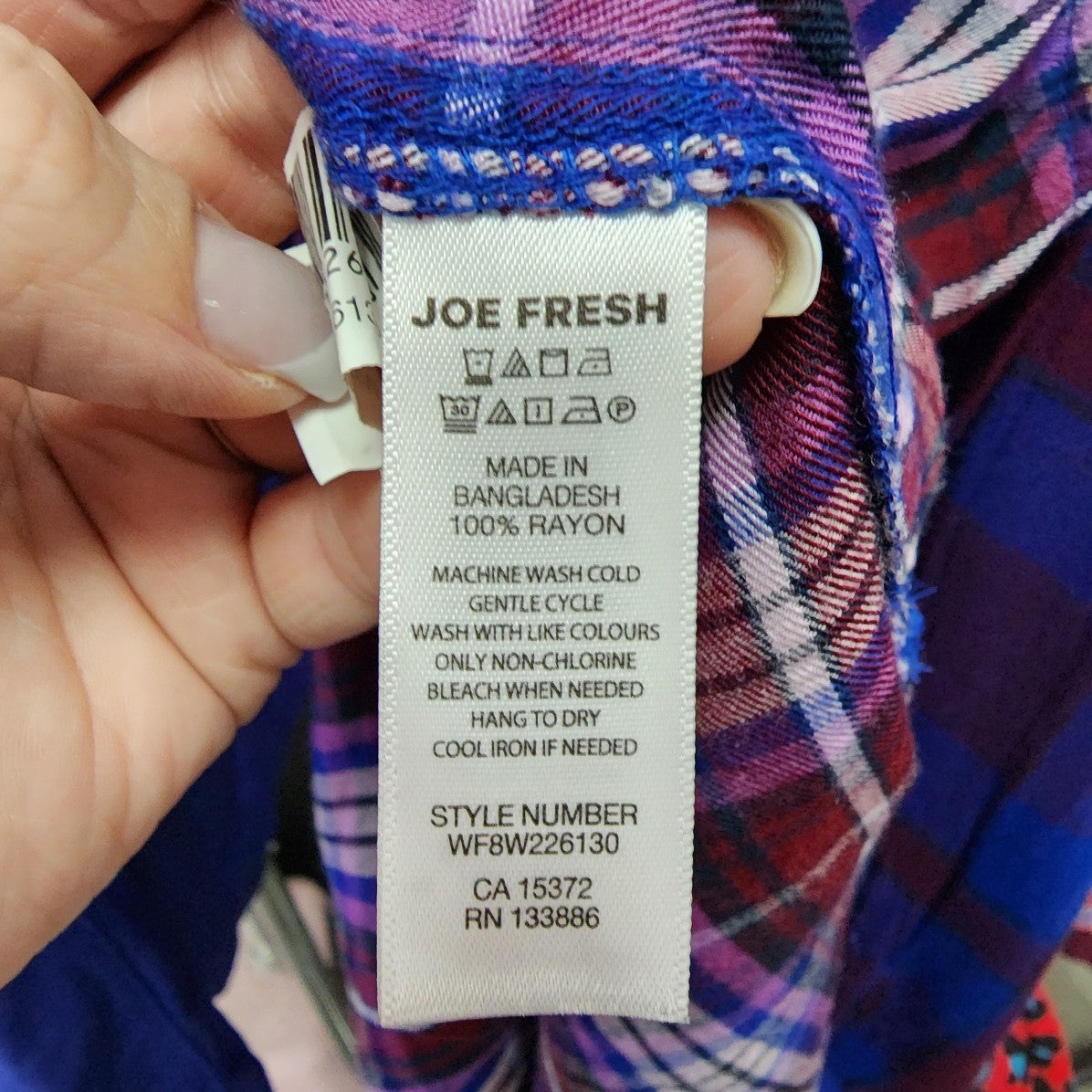 Joe Fresh Blue & Purple Plaid Button Top Size L/XL