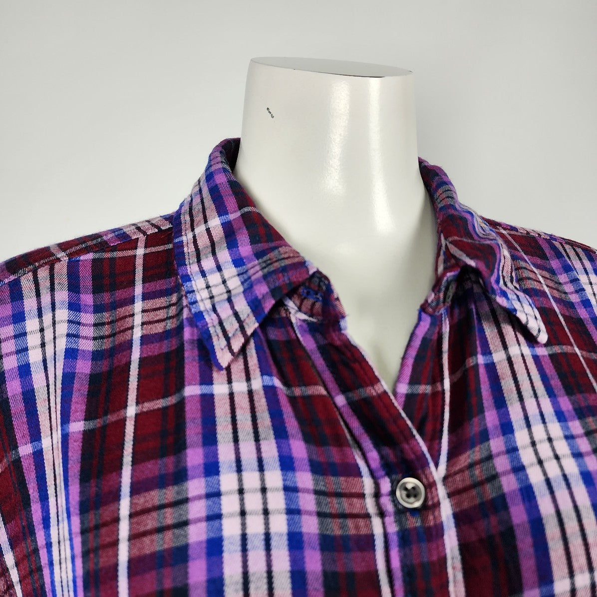 Joe Fresh Blue & Purple Plaid Button Top Size L/XL