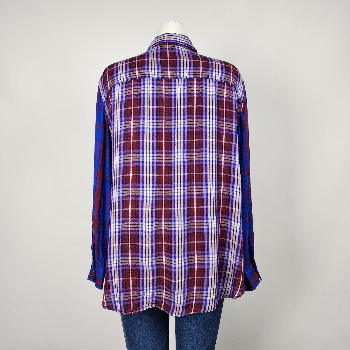Joe Fresh Blue & Purple Plaid Button Top Size L/XL