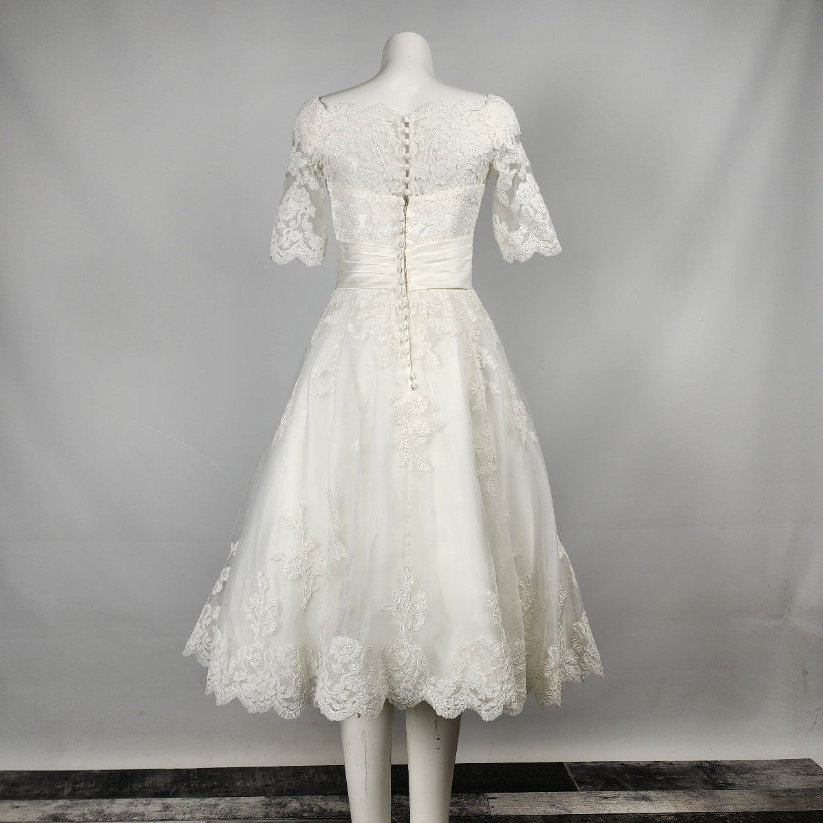 Symphony Of Venus White Of The Shoulder Midi Wedding Gown Size S