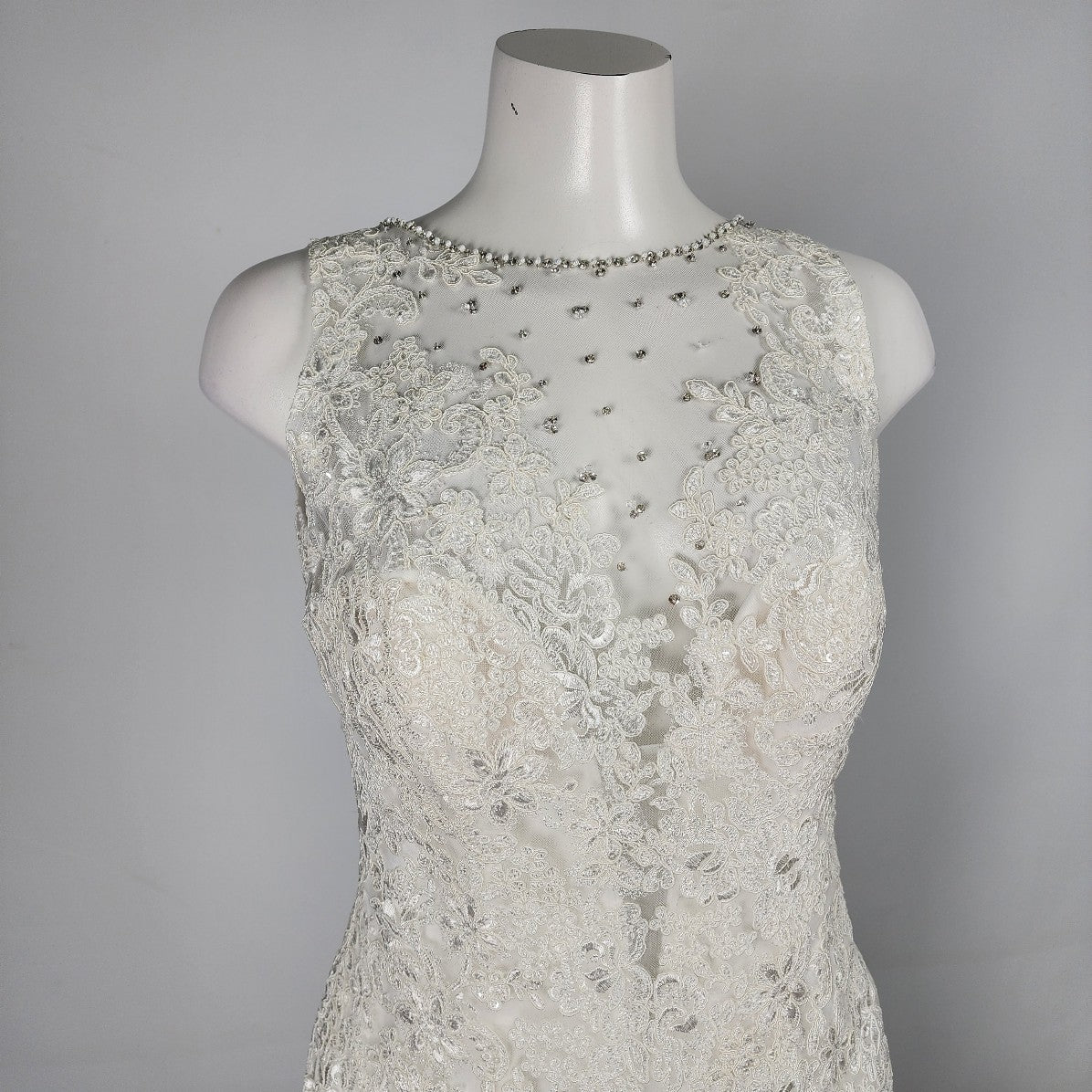 Allure Romance Ivory Wedding Gown 2807 Mermaid Lace Size M