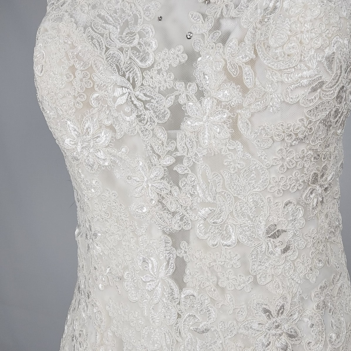 Allure Romance Ivory Wedding Gown 2807 Mermaid Lace Size M