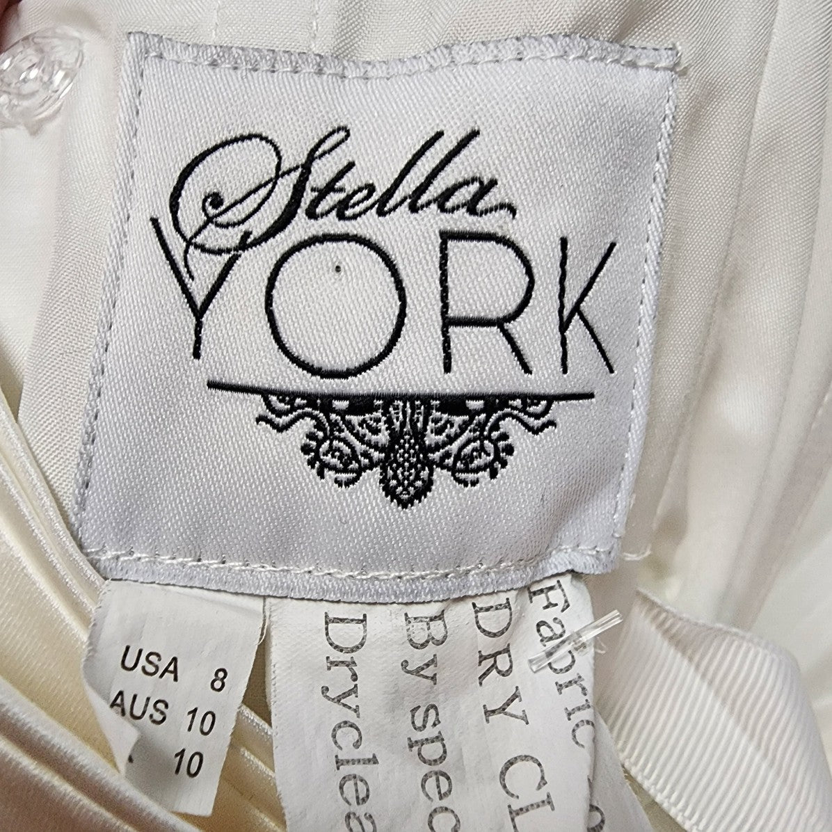 Stella York Lace Mermaid Wedding Gown Crystal Belt Size S