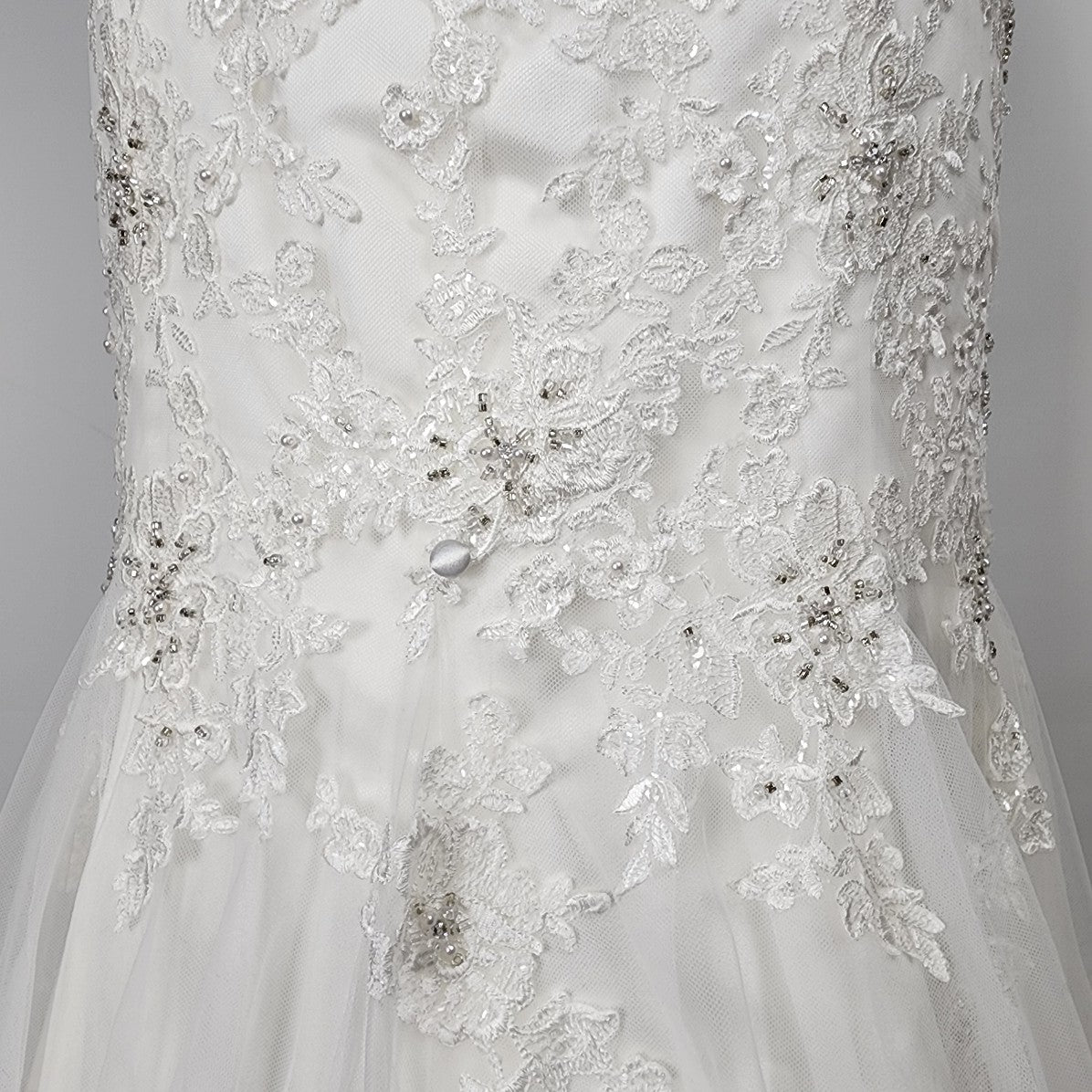 Stella York Lace Mermaid Wedding Gown Crystal Belt Size S