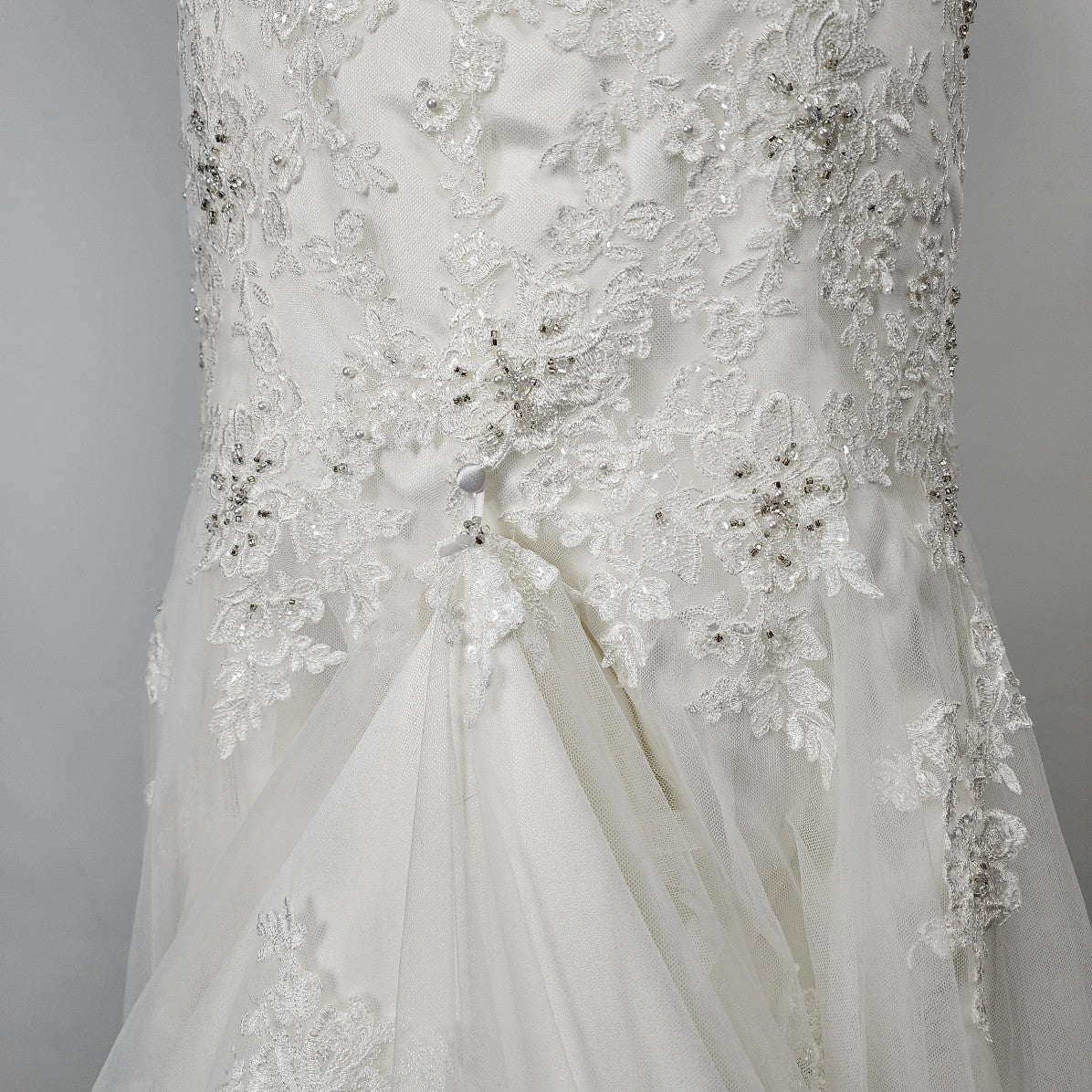 Stella York Lace Mermaid Wedding Gown Crystal Belt Size S