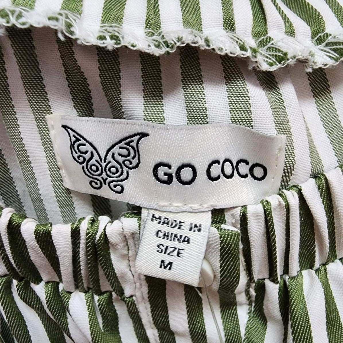 Go CoCo Green Stripped Tunic Top Button Up Size S/M