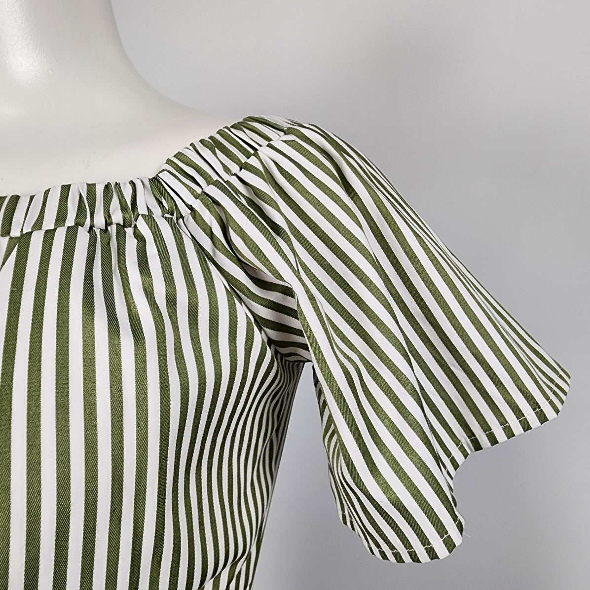 Go CoCo Green Stripped Tunic Top Button Up Size S/M