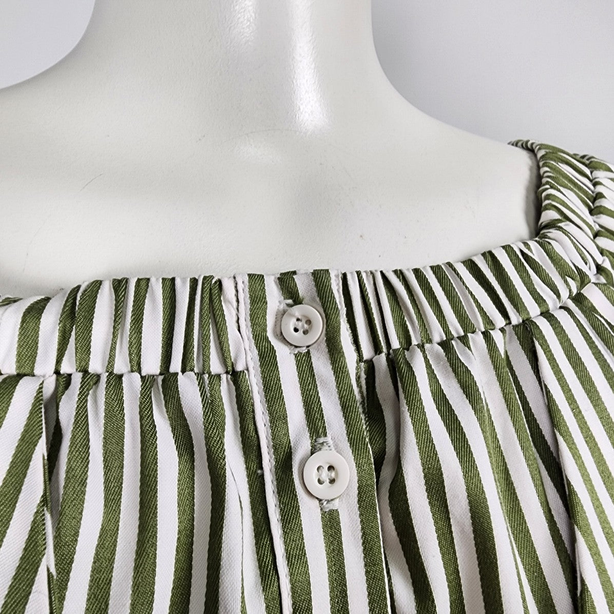 Go CoCo Green Stripped Tunic Top Button Up Size S/M