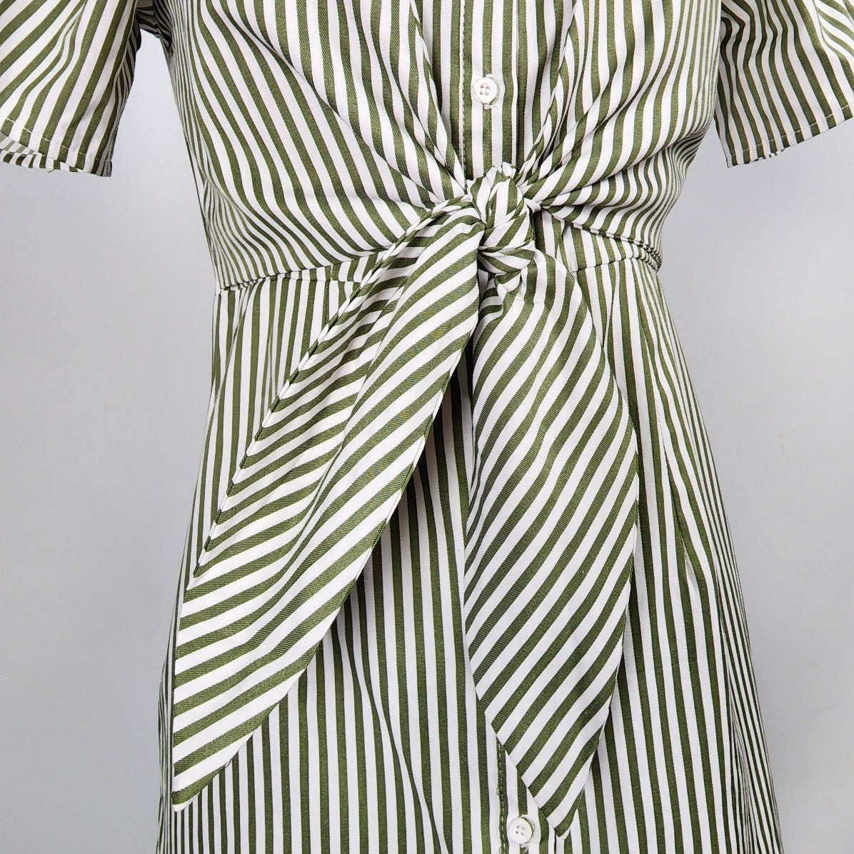 Go CoCo Green Stripped Tunic Top Button Up Size S/M