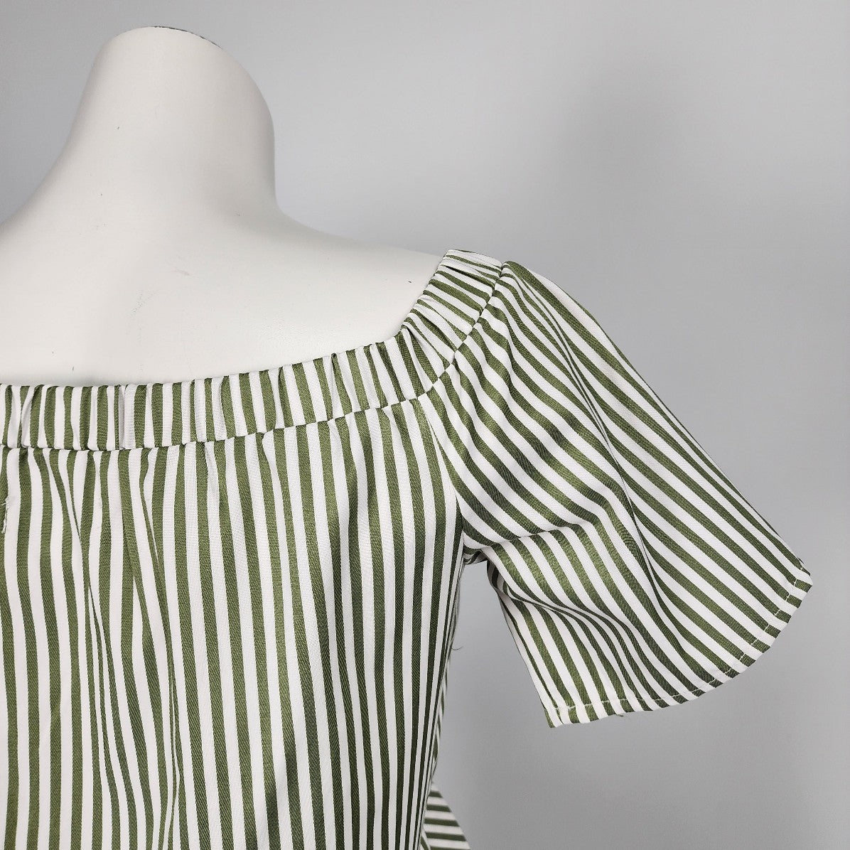 Go CoCo Green Stripped Tunic Top Button Up Size S/M