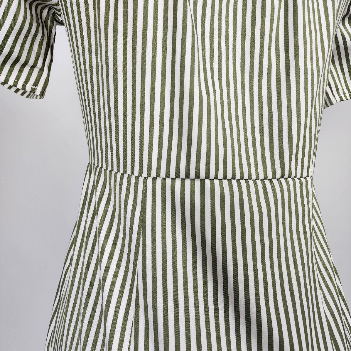 Go CoCo Green Stripped Tunic Top Button Up Size S/M