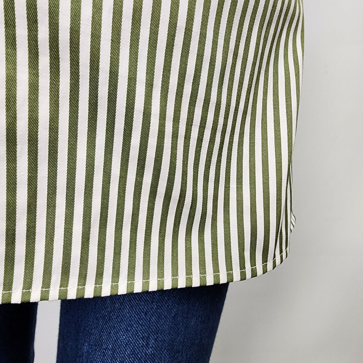 Go CoCo Green Stripped Tunic Top Button Up Size S/M