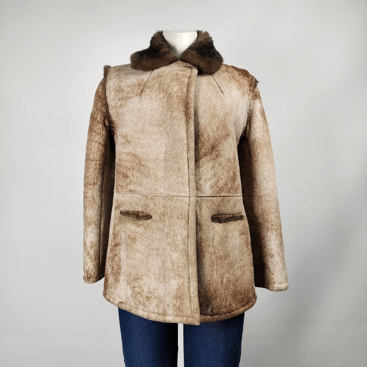 Vintage Marquis of London Natural Sheep Skin Coat Size S/M
