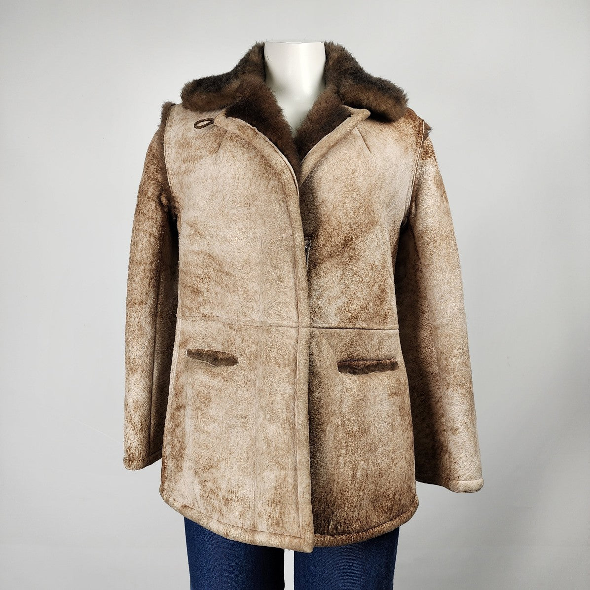 Vintage Marquis of London Natural Sheep Skin Coat Size S/M