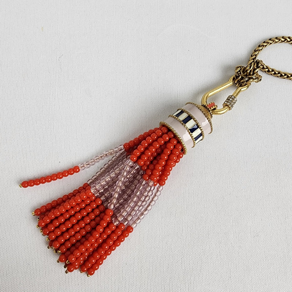 Stella & Dot Brio Beaded Tassel Necklace Gold & Red