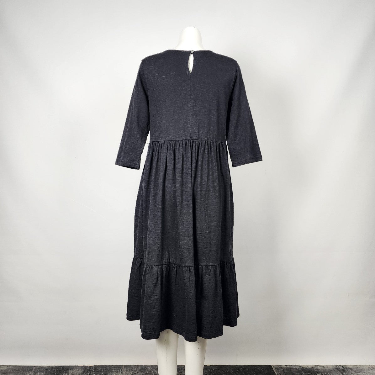 Orientique Naturally Australian Black Cotton Midi Dress Size S