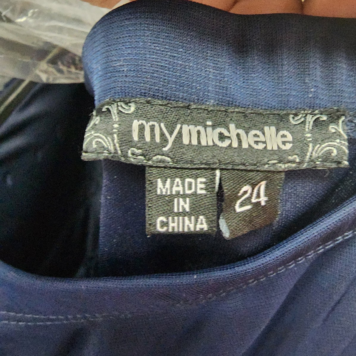 My Michelle Navy AB Crystal Chiffon Event Gown Size 24