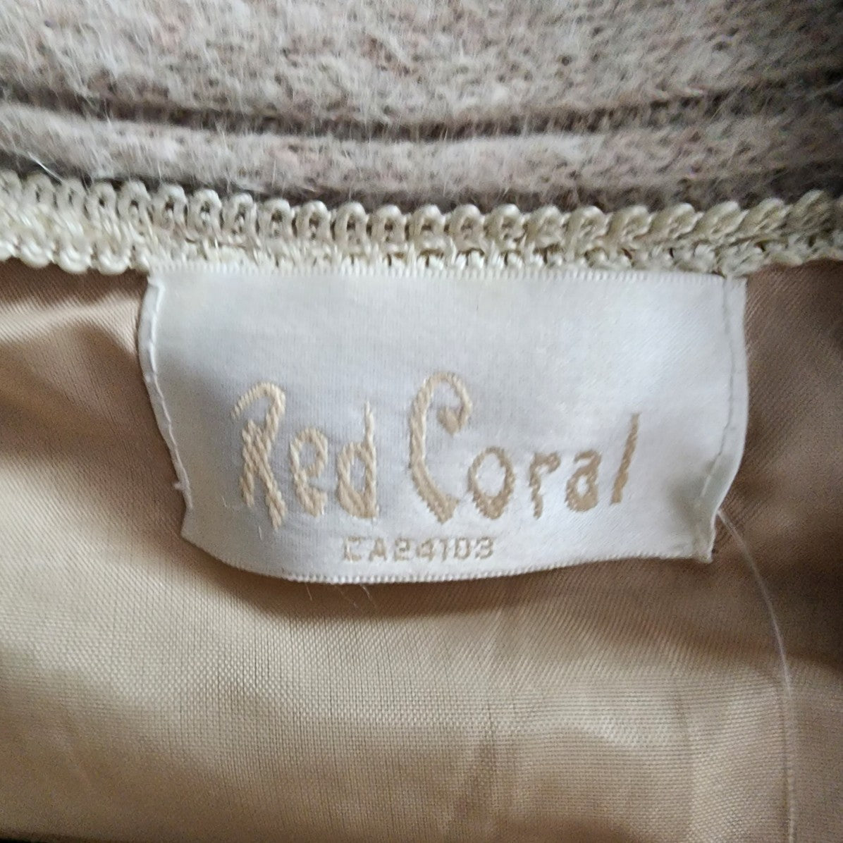 Vintage Red Coral Pink Nude Floral Embroidered Cardigan Size XL