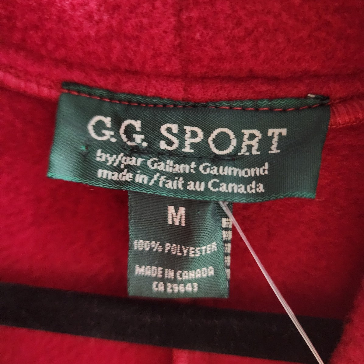 GG Sport Red Fleece Long Button Jacket Size XL