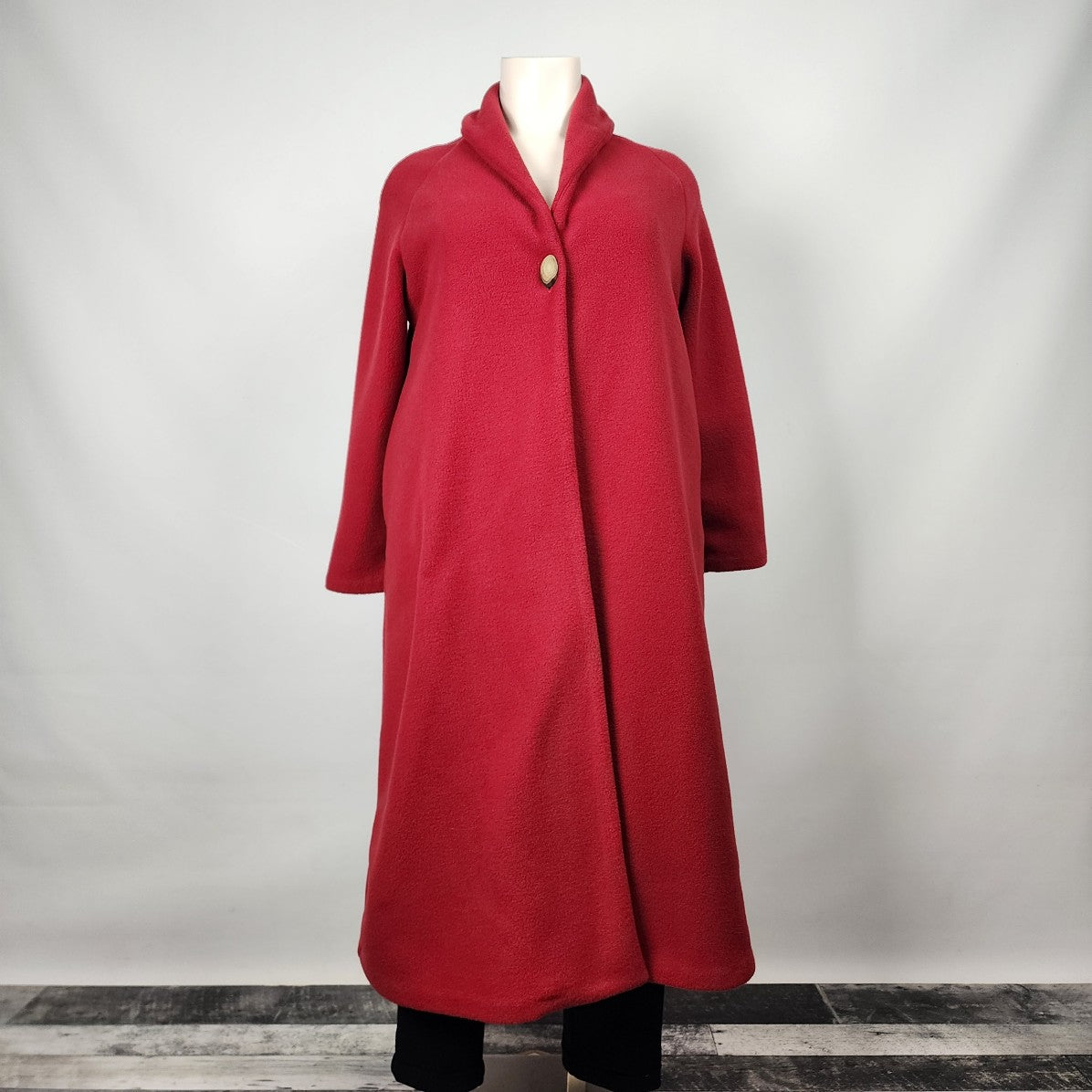 GG Sport Red Fleece Long Button Jacket Size XL