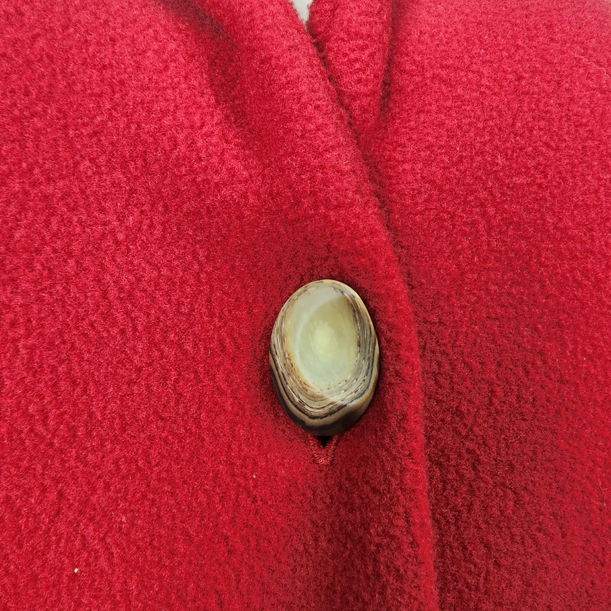 GG Sport Red Fleece Long Button Jacket Size XL