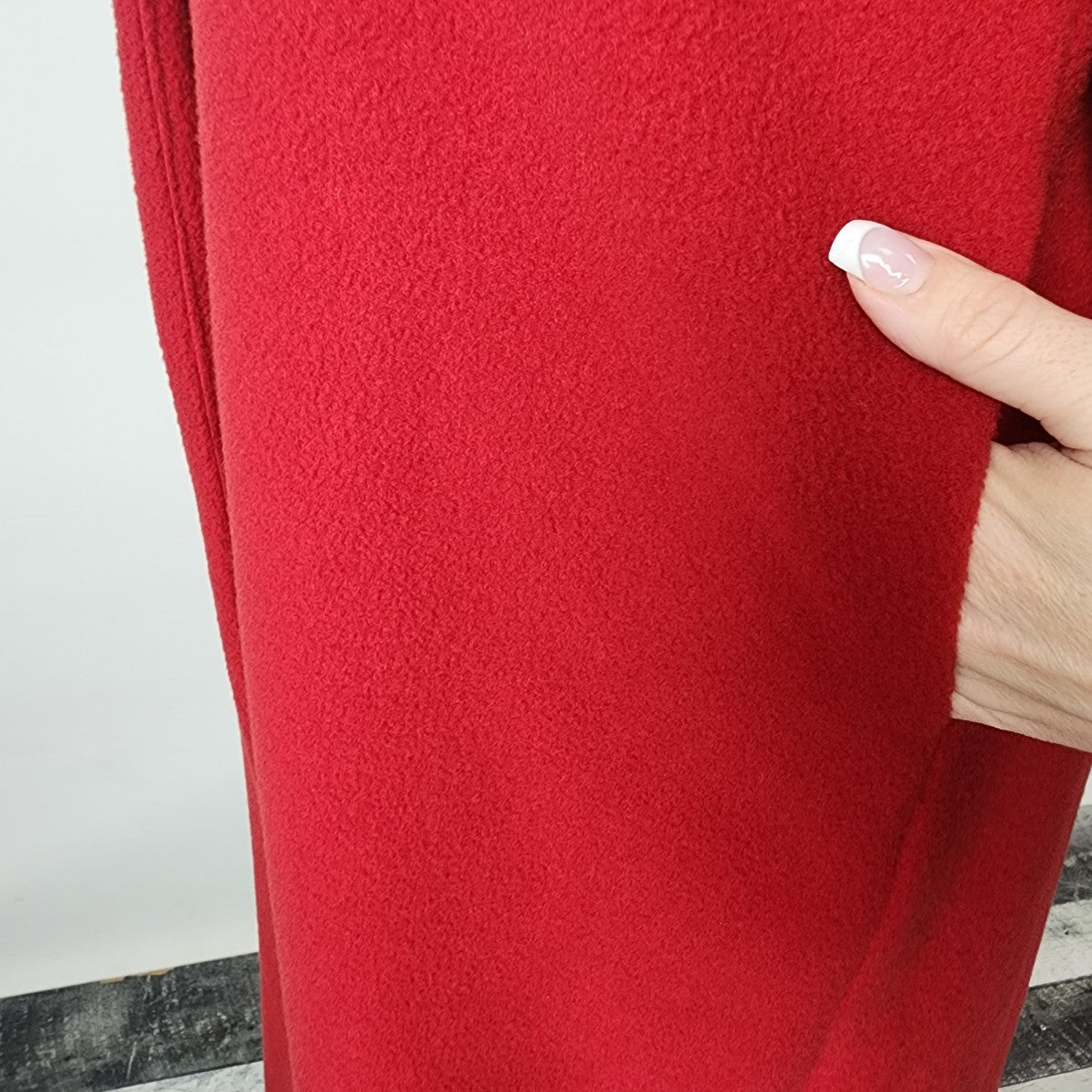 GG Sport Red Fleece Long Button Jacket Size XL