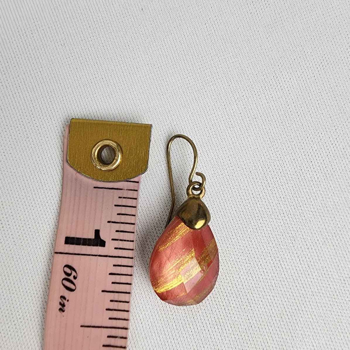 Gold Tone Red Faceted Stone Pendant Necklace & Earrings