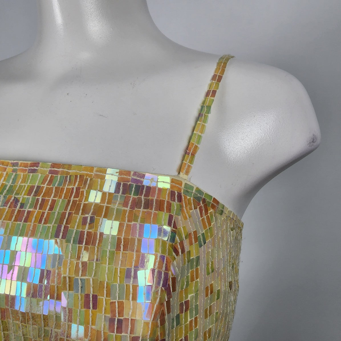 Alfred Angelo Yellow Sequined Two Piece Event Dress Size S
