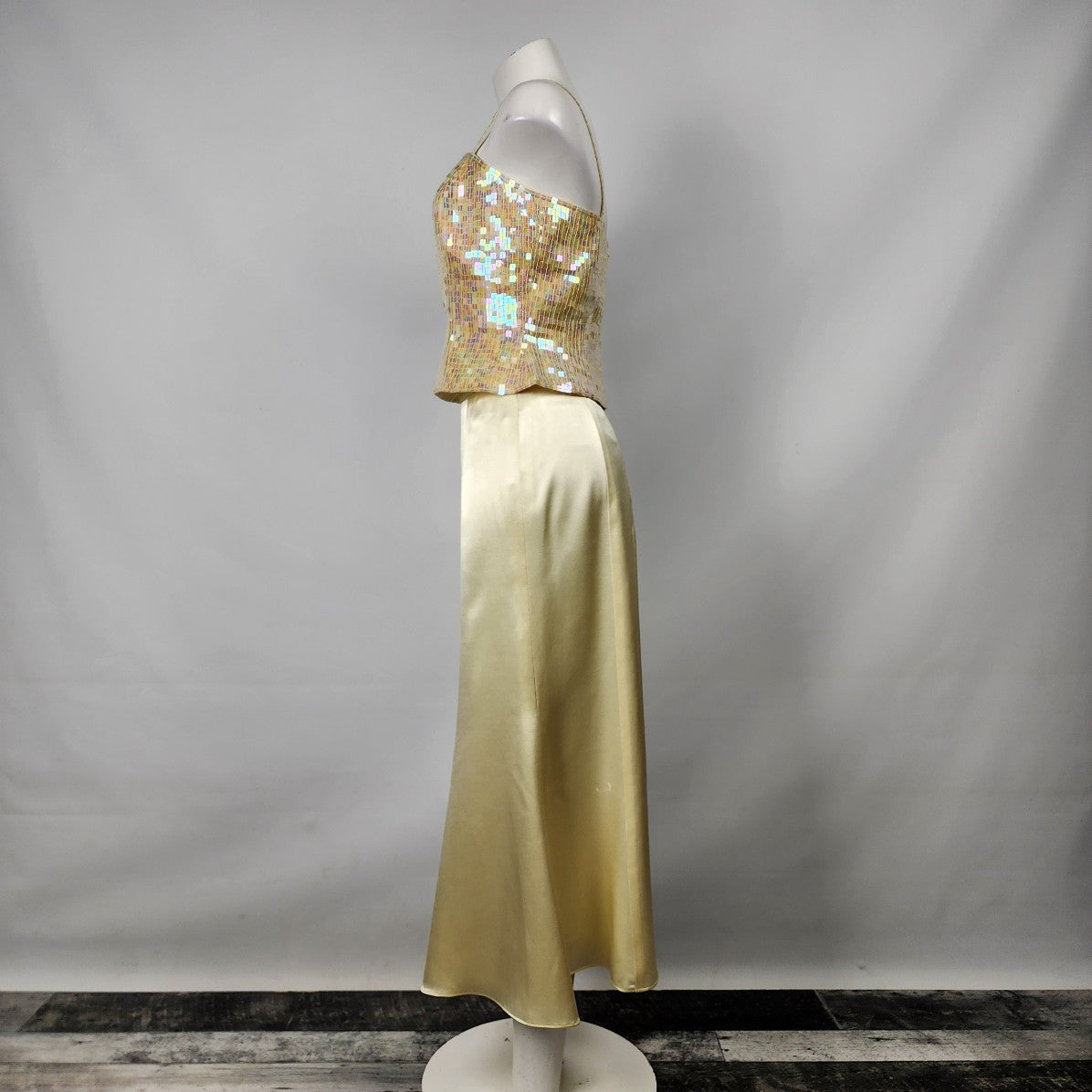Alfred Angelo Yellow Sequined Two Piece Event Dress Size S