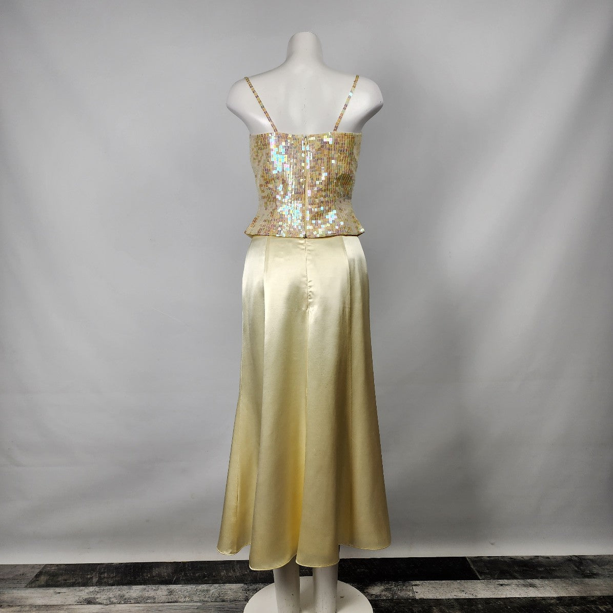 Alfred Angelo Yellow Sequined Two Piece Event Dress Size S