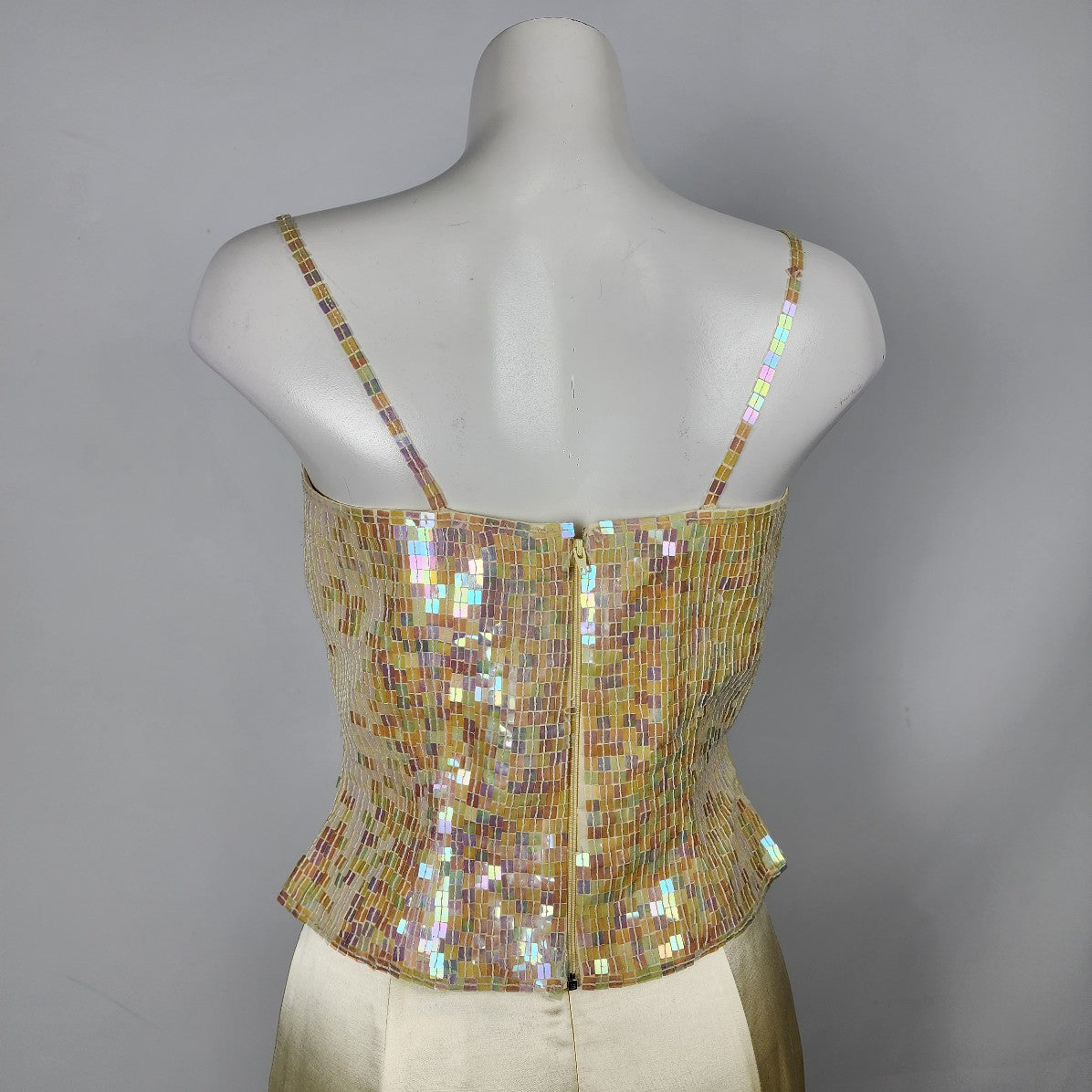 Alfred Angelo Yellow Sequined Two Piece Event Dress Size S