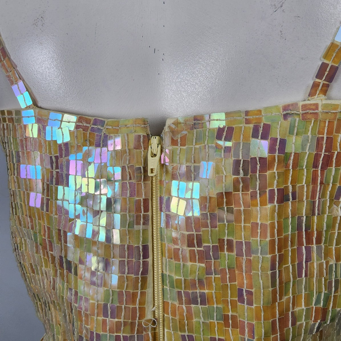Alfred Angelo Yellow Sequined Two Piece Event Dress Size S