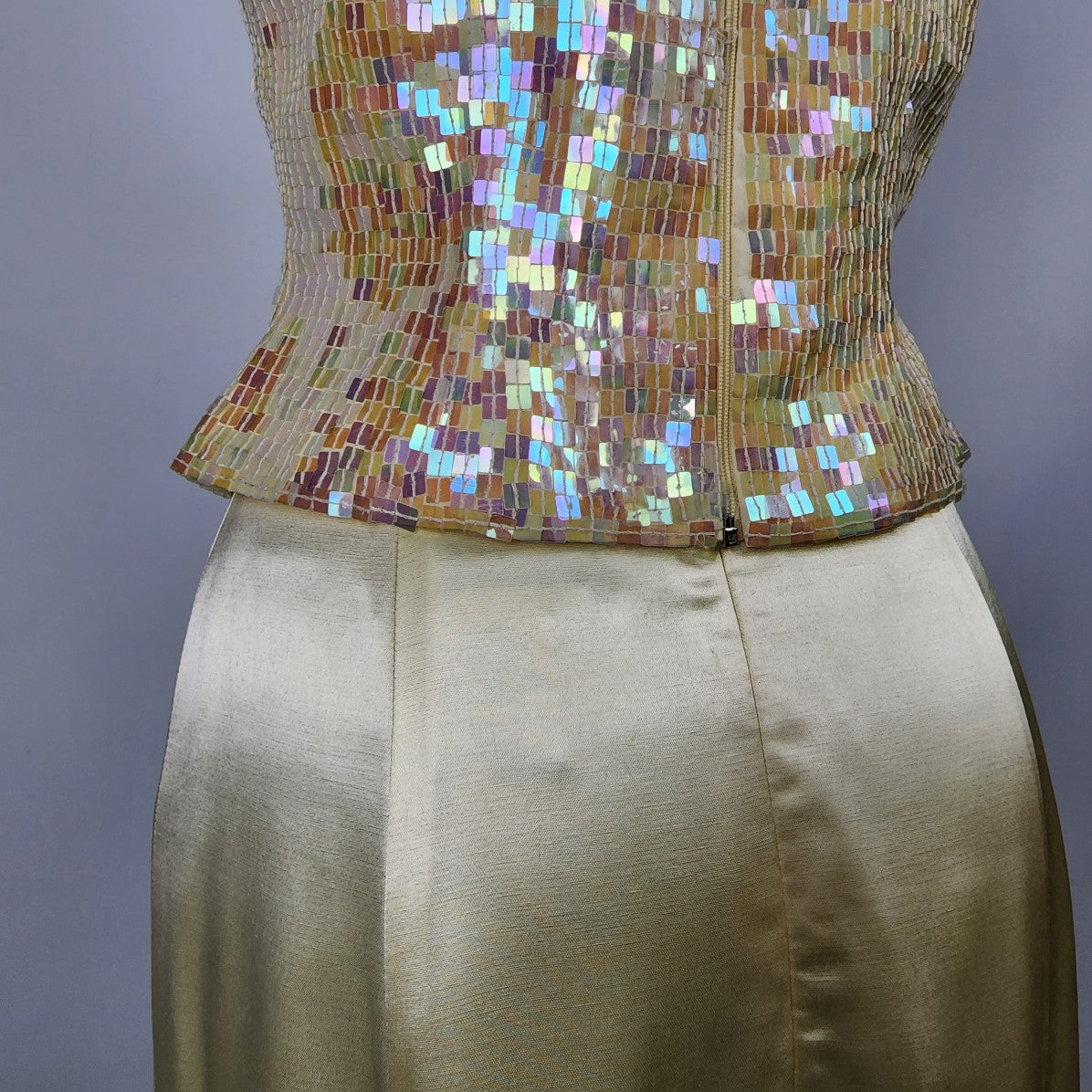 Alfred Angelo Yellow Sequined Two Piece Event Dress Size S