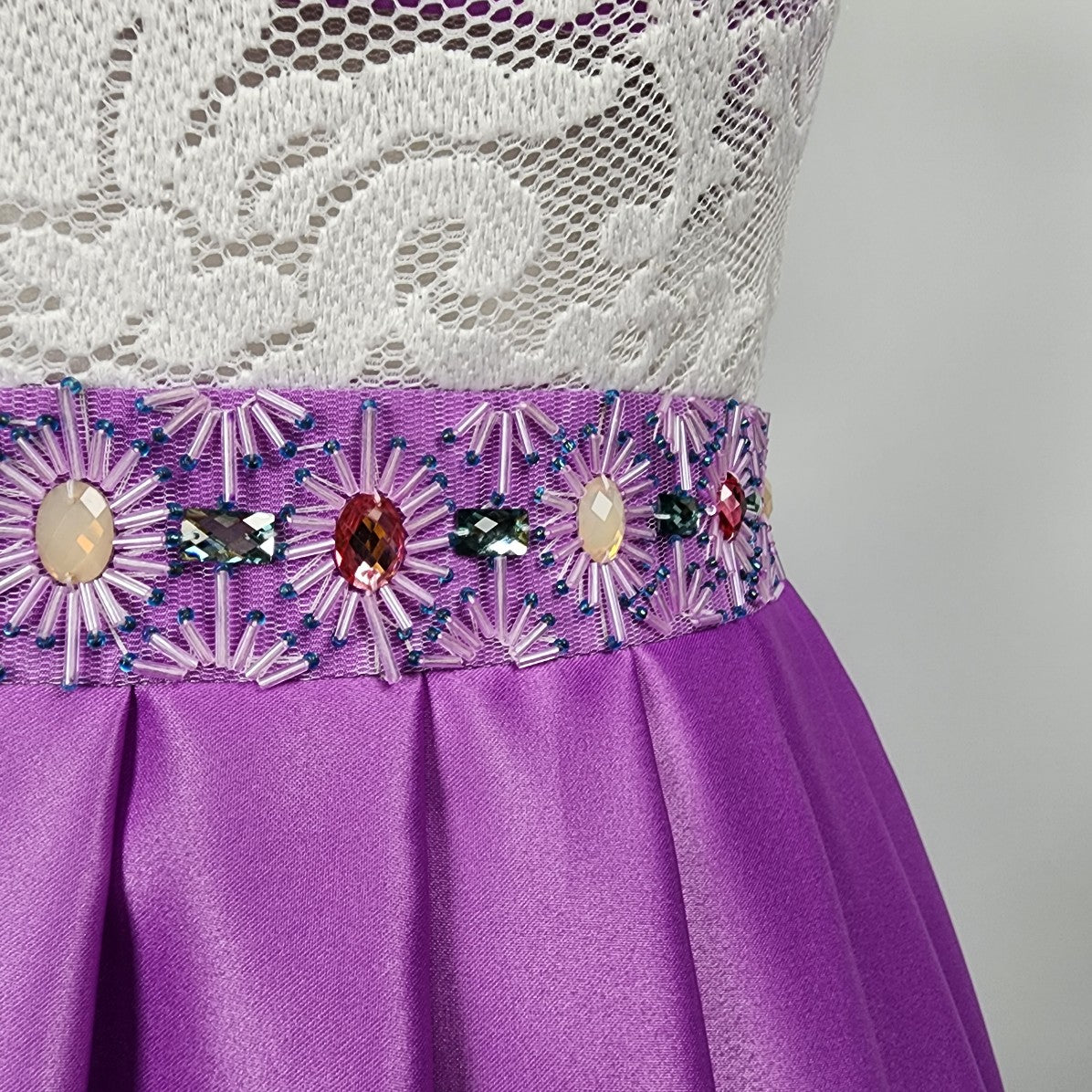 Rachel Allan Purple Lace Satin Beaded Grad Gown Size S/M