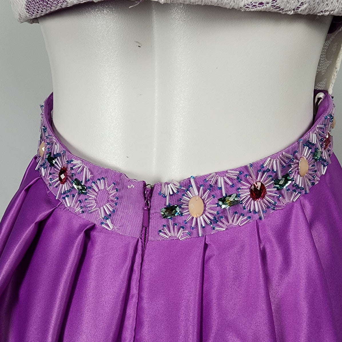 Rachel Allan Purple Lace Satin Beaded Grad Gown Size S/M