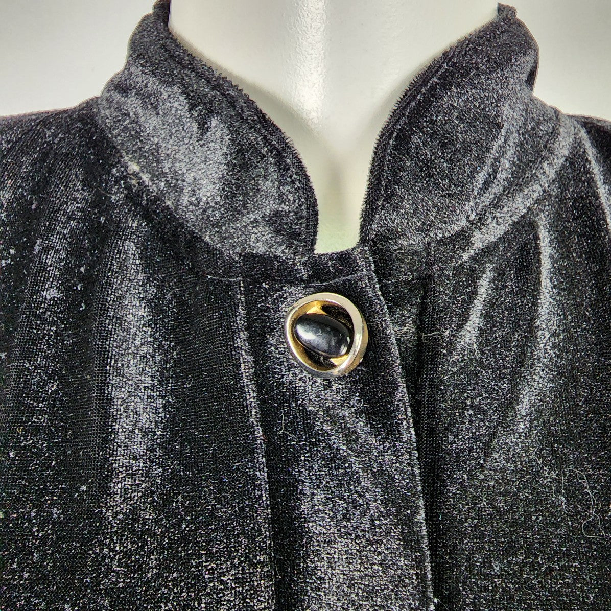 Vintage Miss Amigo Black Floral Velour Long Sleeve Dress Size L