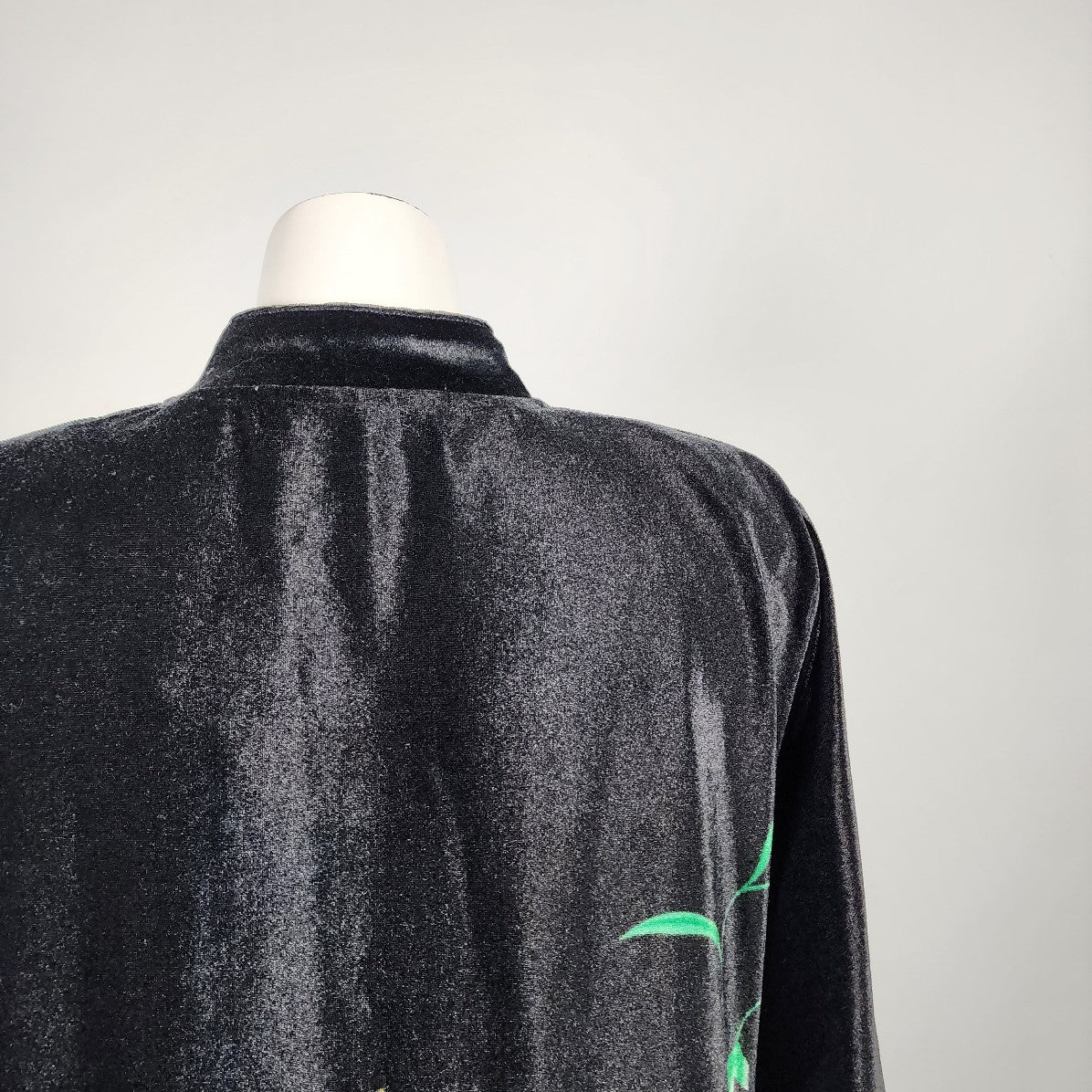 Vintage Miss Amigo Black Floral Velour Long Sleeve Dress Size L